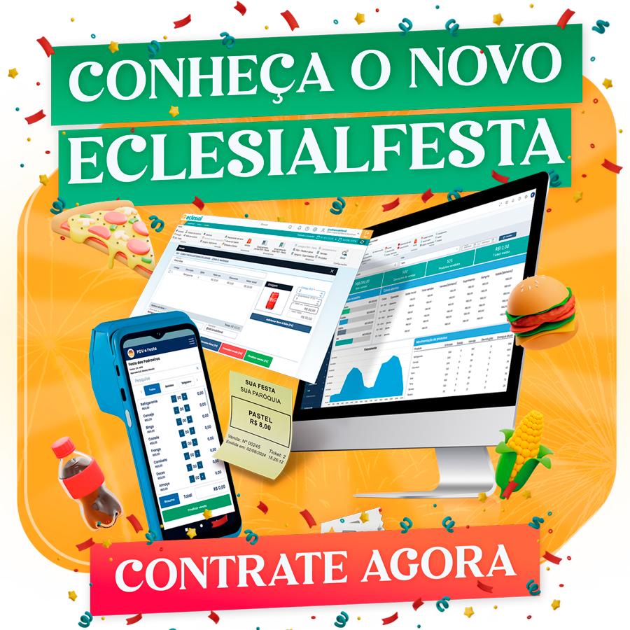 Conheça o EclesialFesta: maquininha para festa paroquial e sistema online completo